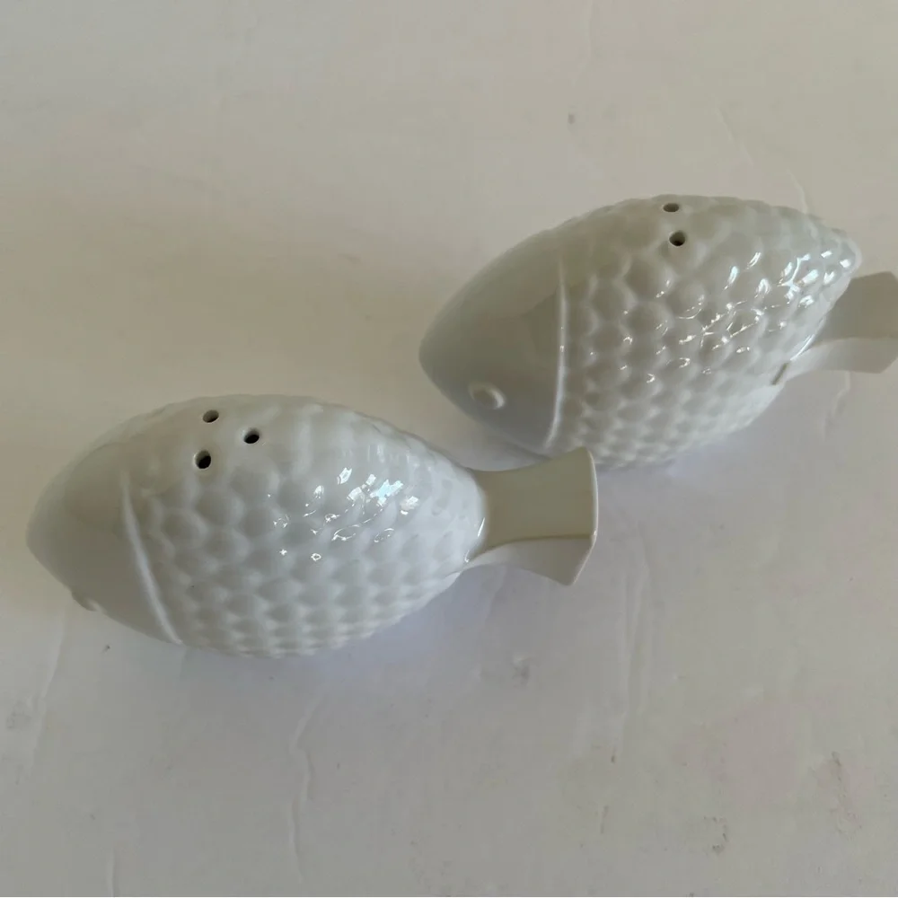 Catch of the Day Salt + Pepper Shakers White Ceramic West Elm